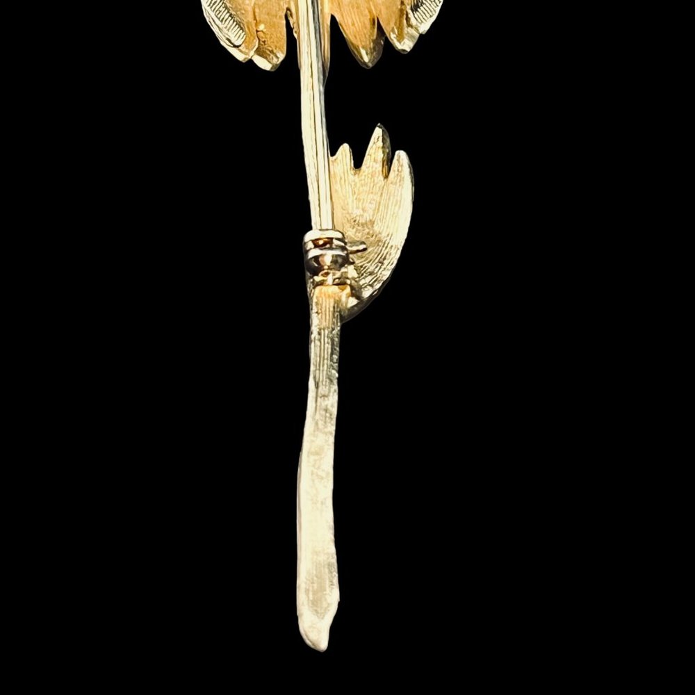 Vintage Gold Tone Long Stem Flower Brooch (5007) - Picture 9 of 9
